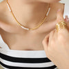 Lentil Stitching Freshwater Pearl Embellishment Brass Necklace For Girls With Electroplating Design