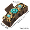 Leopard Leather Hairpin Shark Clip Alloy Turquoise Vintage Trendy Women's Fashion Inlay Hair Accessories