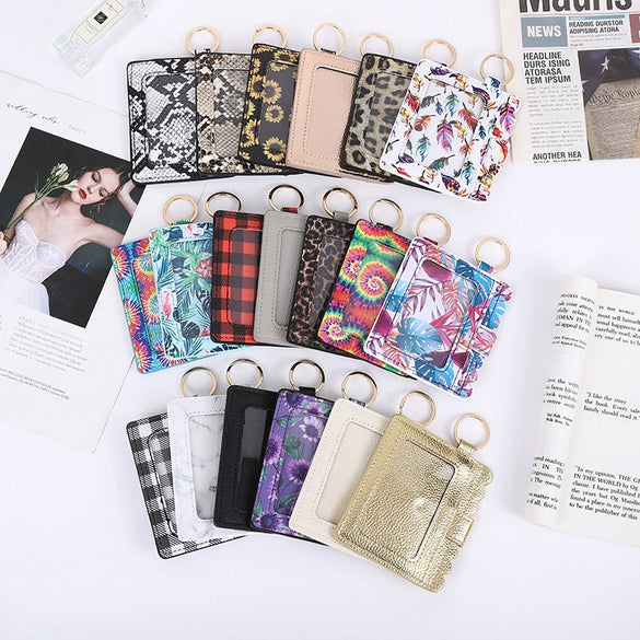 Leopard Print Pu Leather Card Bag Id Bag Coin Purse Clutch Bag Bank Card Bus Card Case