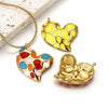 Leopard Print Totem Heart Retro Earrings And Pendants Stainless Steel Enamel Electroplated