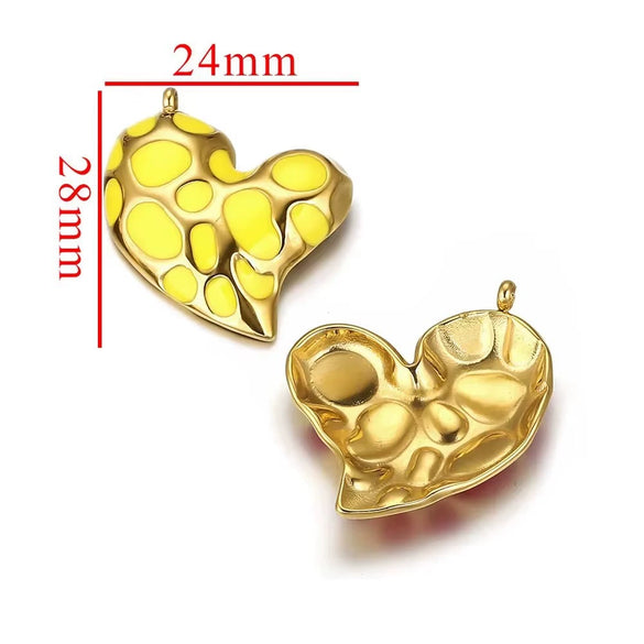 Leopard Print Totem Heart Retro Earrings And Pendants Stainless Steel Enamel Electroplated
