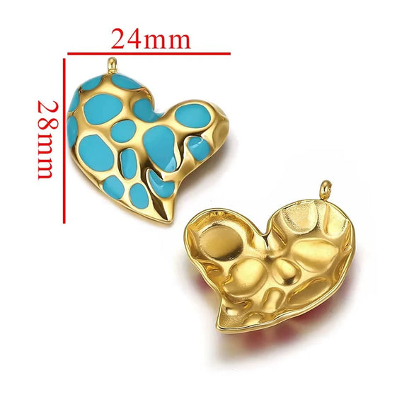 Leopard Print Totem Heart Retro Earrings And Pendants Stainless Steel Enamel Electroplated