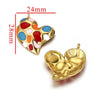 Leopard Print Totem Heart Retro Earrings And Pendants Stainless Steel Enamel Electroplated