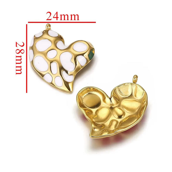 Leopard Print Totem Heart Retro Earrings And Pendants Stainless Steel Enamel Electroplated