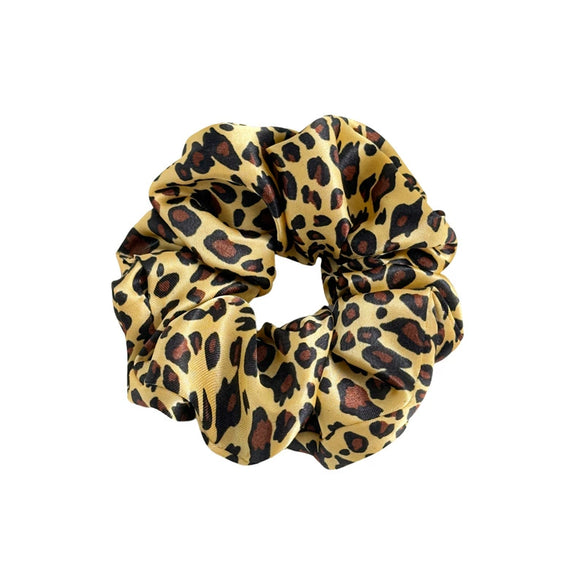 Leopard Satin Fabric Handmade High Elastic Hair Ring Headdress