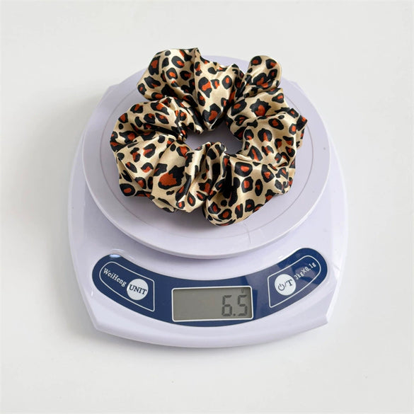 Leopard Satin Fabric Handmade High Elastic Hair Ring Headdress