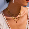 Light Luxury Allmatch Stainless Steel Square Zircon Pendant Fourlayer Chain Electroplated Necklace For Women