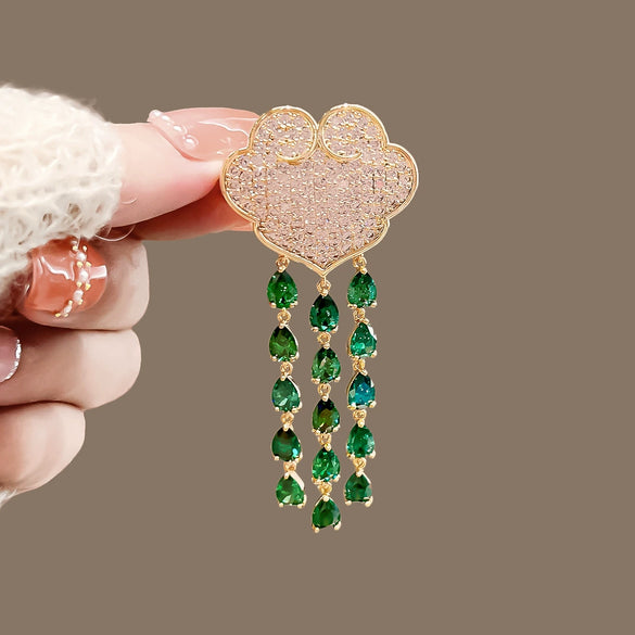 Light Luxury Alloy Brooch For Women With Tassel Electroplated Design