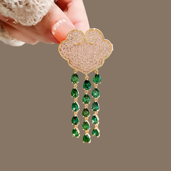 Light Luxury Alloy Brooch For Women With Tassel Electroplated Design