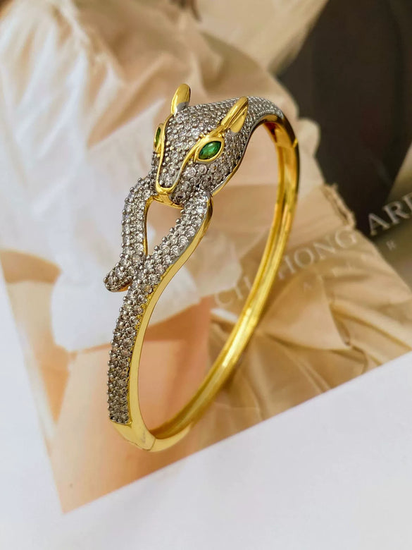 Light Luxury Animal Copper Inlaid Zircon Electroplated Bracelet Ring