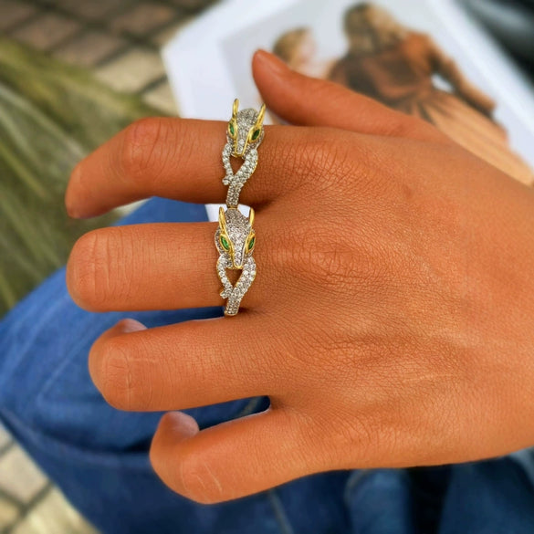 Light Luxury Animal Copper Inlaid Zircon Electroplated Bracelet Ring