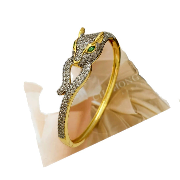 Light Luxury Animal Copper Inlaid Zircon Electroplated Bracelet Ring