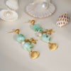 Light Luxury Beach Style Women's Stainless Steel Earrings With Pearl Shell Pendant Pvd Furnace Vacuum Real Gold Plated