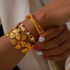 Light Luxury Bead Jewelry Titanium Steel Gold Plated Pastoral Style Flower Open Bracelet For Women