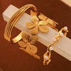 Light Luxury Bead Jewelry Titanium Steel Gold Plated Pastoral Style Flower Open Bracelet For Women