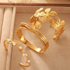 Light Luxury Bead Jewelry Titanium Steel Gold Plated Pastoral Style Flower Open Bracelet For Women