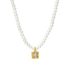Light Luxury Beads Geometric Zircon Pendant Clavicle Necklace For Women Stainless Steel With Electroplating