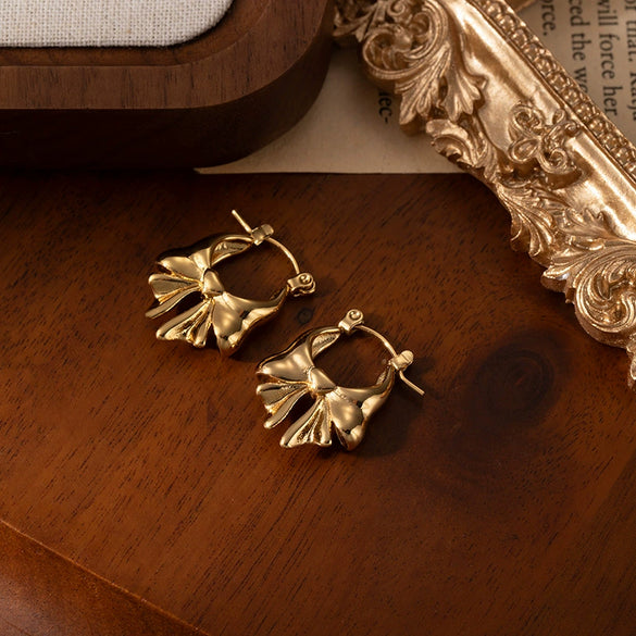 Light Luxury Bow Titanium Steel Electroplated Earrings For Women