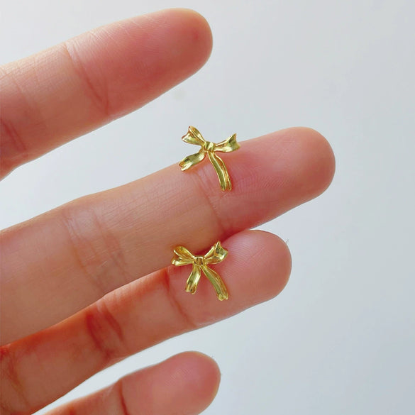 Light Luxury Bowknot Diamond Copper Earrings For Women