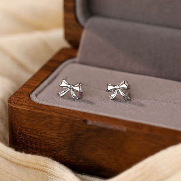 Light Luxury Bowknot Diamond Copper Earrings For Women