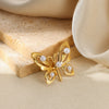 Light Luxury Butterfly Pearl Stainless Steel Brooch For Women Electroplated