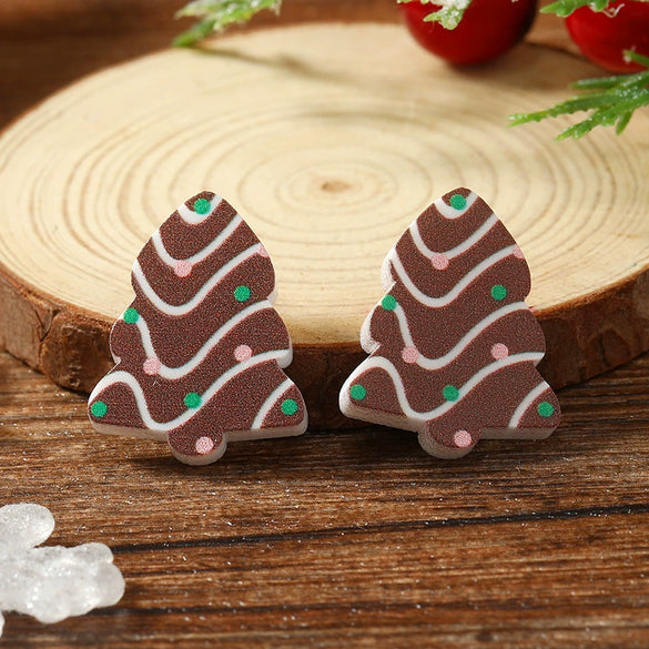 Light Luxury Christmas Acrylic Earrings Fashion Plants And Flowers Style