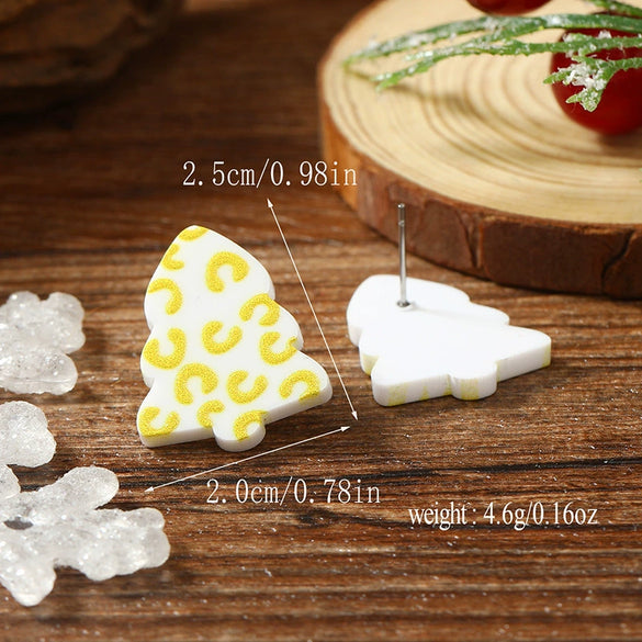 Light Luxury Christmas Acrylic Earrings Fashion Plants And Flowers Style