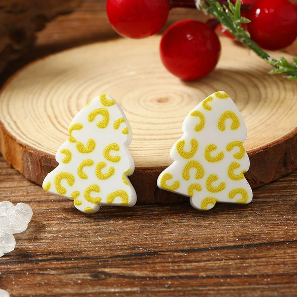 Light Luxury Christmas Acrylic Earrings Fashion Plants And Flowers Style