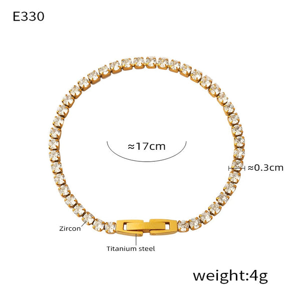Light Luxury Cold Style Elegant Temperament All Match 316L Stainless Steel Bracelet With Colorful Zircon Inlay And Geometric Design