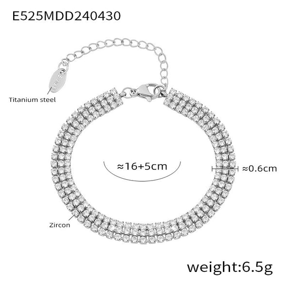 Light Luxury Cold Style Elegant Temperament All Match 316L Stainless Steel Bracelet With Colorful Zircon Inlay And Geometric Design