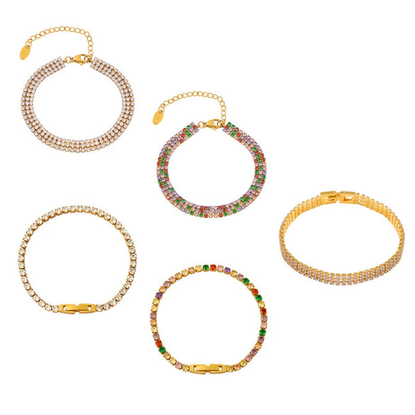 Light Luxury Cold Style Elegant Temperament All Match 316L Stainless Steel Bracelet With Colorful Zircon Inlay And Geometric Design