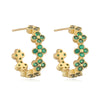 Light Luxury Copper Fourleaf Clover Flower Petal Earrings Inlaid Zircon For Women