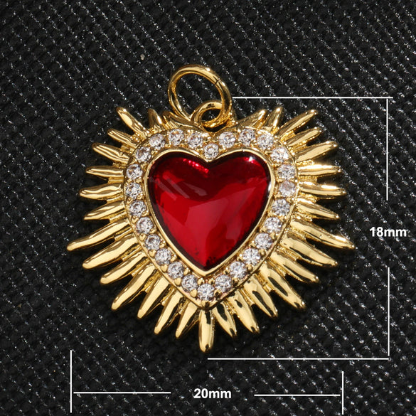 Light Luxury Copper Goldplated Zircon Heartshaped Pendant Accessory With Dripping Oil Design And Eight Eyes Pattern For Diy Bracelet Charm Or Christmas Ornament