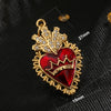 Light Luxury Copper Goldplated Zircon Heartshaped Pendant Accessory With Dripping Oil Design And Eight Eyes Pattern For Diy Bracelet Charm Or Christmas Ornament