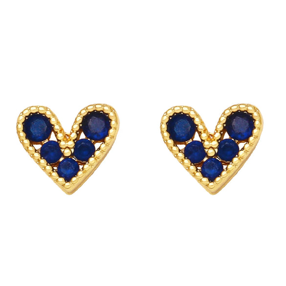 Light Luxury Copper Heart Shape Earrings With Zircon Inlay And Real Gold Plated Finish Trendy Mini Love Design For Women