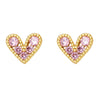 Light Luxury Copper Heart Shape Earrings With Zircon Inlay And Real Gold Plated Finish Trendy Mini Love Design For Women