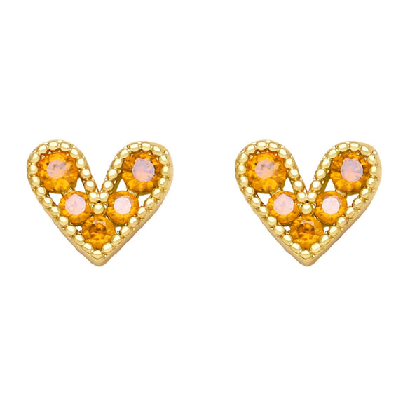 Light Luxury Copper Heart Shape Earrings With Zircon Inlay And Real Gold Plated Finish Trendy Mini Love Design For Women