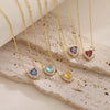 Light Luxury Copper Heart Shaped Necklace Inlaid With Colored Diamonds And Twelve Birthstones Zirconia Design O Word Chain