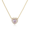 Light Luxury Copper Heart Shaped Necklace Inlaid With Colored Diamonds And Twelve Birthstones Zirconia Design O Word Chain