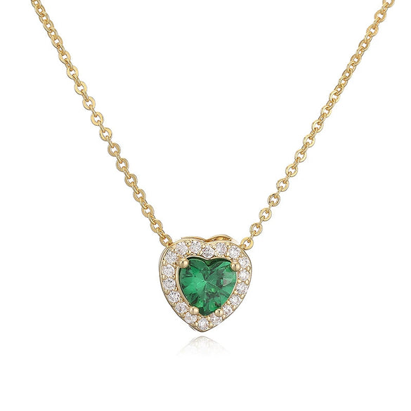 Light Luxury Copper Heart Shaped Necklace Inlaid With Colored Diamonds And Twelve Birthstones Zirconia Design O Word Chain