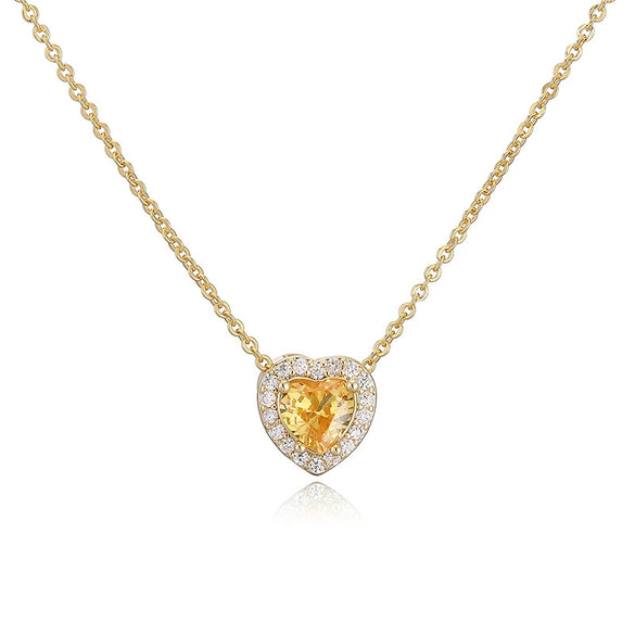Light Luxury Copper Heart Shaped Necklace Inlaid With Colored Diamonds And Twelve Birthstones Zirconia Design O Word Chain