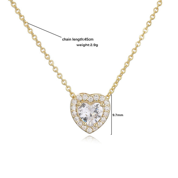 Light Luxury Copper Heart Shaped Necklace Inlaid With Colored Diamonds And Twelve Birthstones Zirconia Design O Word Chain