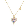Light Luxury Copper Heartshaped Pendant Necklace With Colored Diamond Insert And Zirconia