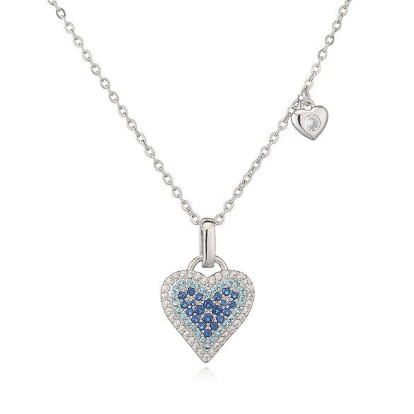 Light Luxury Copper Heartshaped Pendant Necklace With Colored Diamond Insert And Zirconia