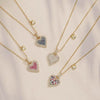 Light Luxury Copper Heartshaped Pendant Necklace With Colored Diamond Insert And Zirconia