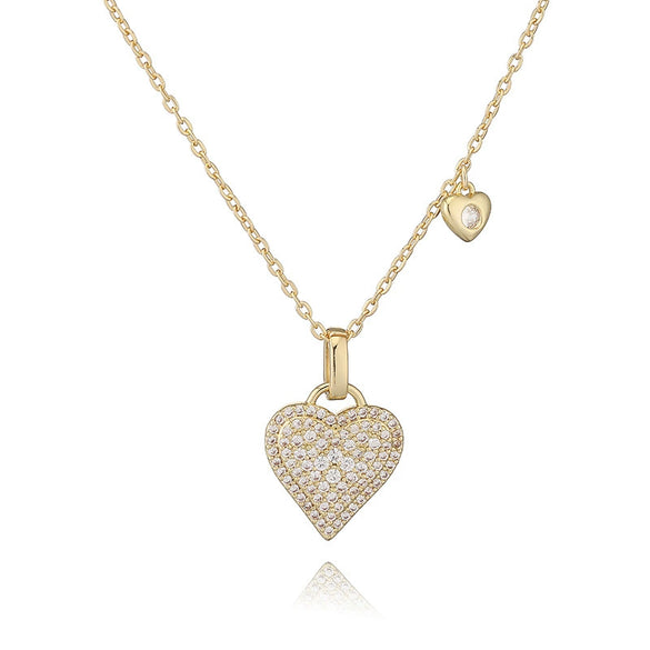 Light Luxury Copper Heartshaped Pendant Necklace With Colored Diamond Insert And Zirconia