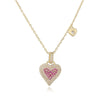 Light Luxury Copper Heartshaped Pendant Necklace With Colored Diamond Insert And Zirconia