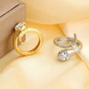 Light Luxury Copper Inlaid Zircon Snake Zodiac Open Ring Minimalist Animal Style Electroplated Women's Fashion Jewelry