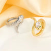 Light Luxury Copper Inlaid Zircon Snake Zodiac Open Ring Minimalist Animal Style Electroplated Women's Fashion Jewelry
