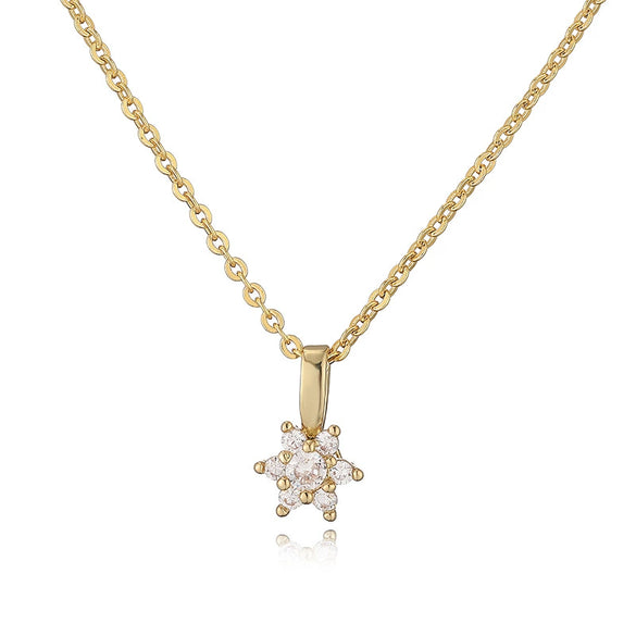 Light Luxury Copper Inlaid Zirconia Flower Petal Necklace For Women With O Chain
